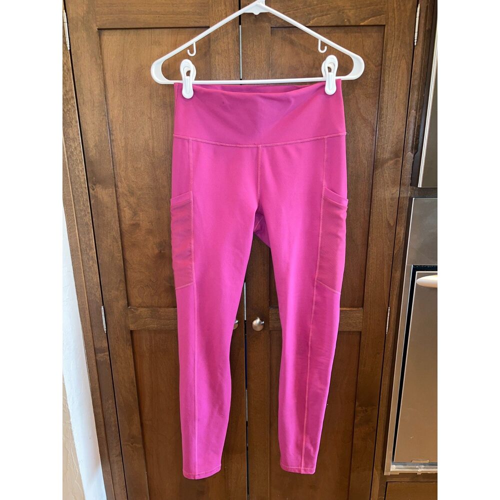 Fabletics Pink PowerHold High Waisted Mesh Pocket Leggings Athleisure Gym
